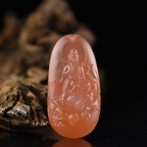 冰红南红花开见佛吊坠