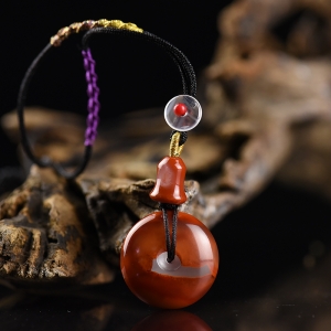 冰飘南红平安扣吊坠