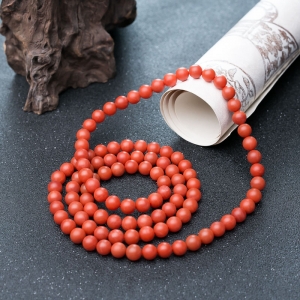 柿子红南红108佛珠