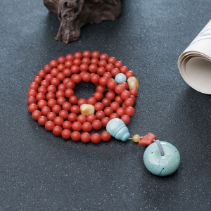 柿子红南红108佛珠