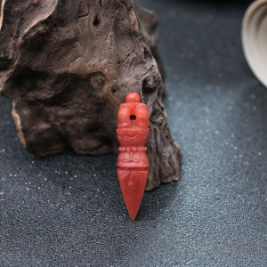 柿子红南红金刚杵吊坠