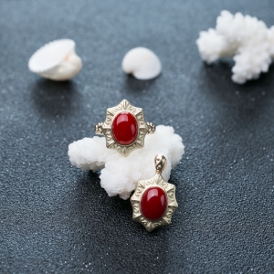 18K阿卡珊瑚套装