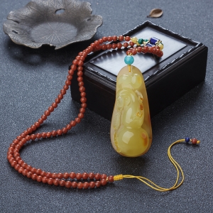 柠檬黄蜜蜡葫芦吊坠