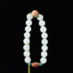 10mm山料和田白玉单圈手串