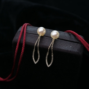 18K海水金色珍珠耳坠