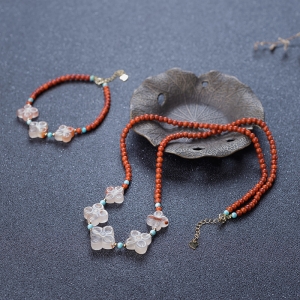 南红项链手链套装