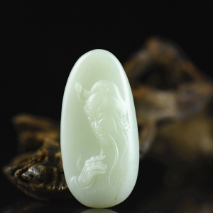 籽料和田白玉关公手把件