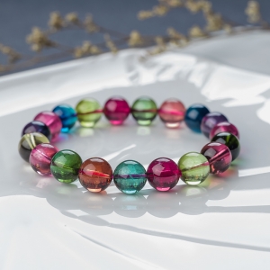 9.5mm彩虹碧玺单圈手串