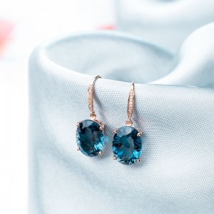 18K伦敦蓝托帕石耳坠