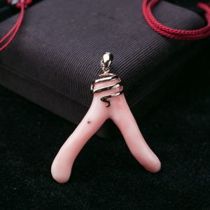 18K深水珊瑚树枝吊坠