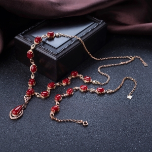 18K阿卡珊瑚手链项链套装