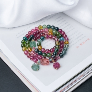 6.5mm彩虹碧玺多圈手串