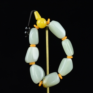 山料和田白玉随形单圈手串