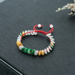 糯冰种翡翠平安扣单圈手串