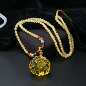 金珀花开富贵吊坠