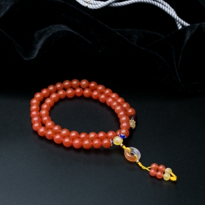 6.5mm樱桃红南红多圈手串