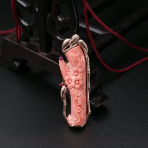 18K深水珊瑚花吊坠