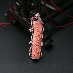 18K深水珊瑚花吊坠