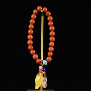 7.5mm柿子红南红单圈手串