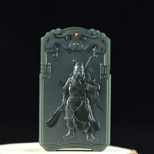 山料和田青玉关公吊坠