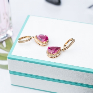 18K玫红碧玺耳坠