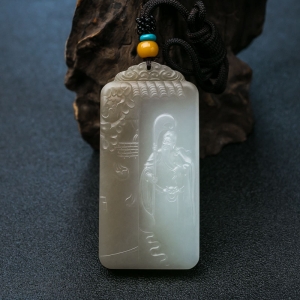 山料和田玉关公吊坠