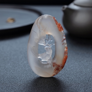 冰飘料南红喜上眉梢吊坠