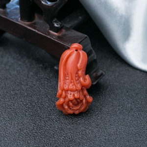 柿子红南红白菜吊坠