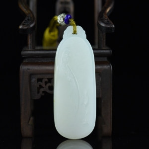 籽料和田白玉观音吊坠