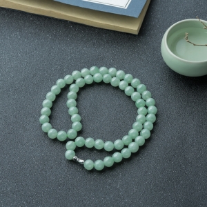 9mm糯冰种浅绿翡翠项链