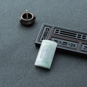 糯冰种飘翠翡翠如意吉祥吊坠