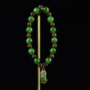 山料和田碧玉貔貅单圈手串