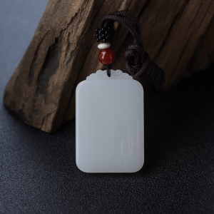 山流水料和田羊脂白玉节节高升吊坠