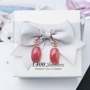 18K红纹石耳坠