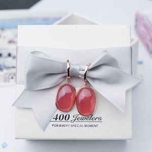18K红纹石耳坠