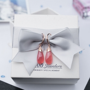 18K红纹石水滴耳坠