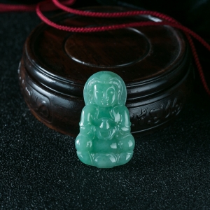 糯种豆绿翡翠观音吊坠