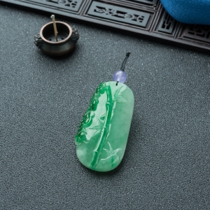 糯冰种飘翠翡翠节节高升吊坠