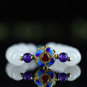 10mm山料和田白玉单圈手串