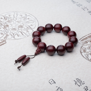 21mm半星小叶紫檀鸡血红单圈手串