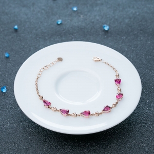 18K玫红碧玺手链