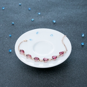 18K粉色碧玺手链