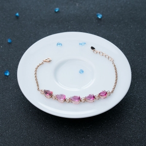 18K粉色碧玺手链