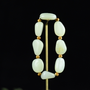 籽料和田白玉原石单圈手串