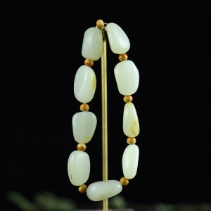 籽料和田白玉原石单圈手串