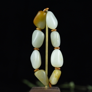 籽料和田白玉原石单圈手串