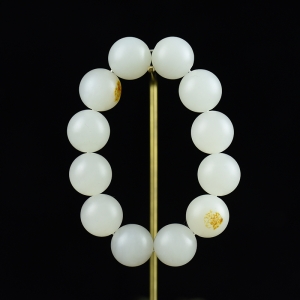18mm山流水料和田羊脂白玉单圈手串