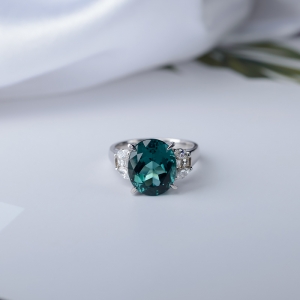 Pt蓝绿碧玺戒指