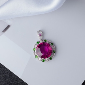 18K玫红碧玺吊坠