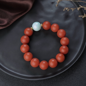 16.5mm柿子红南红单圈手串